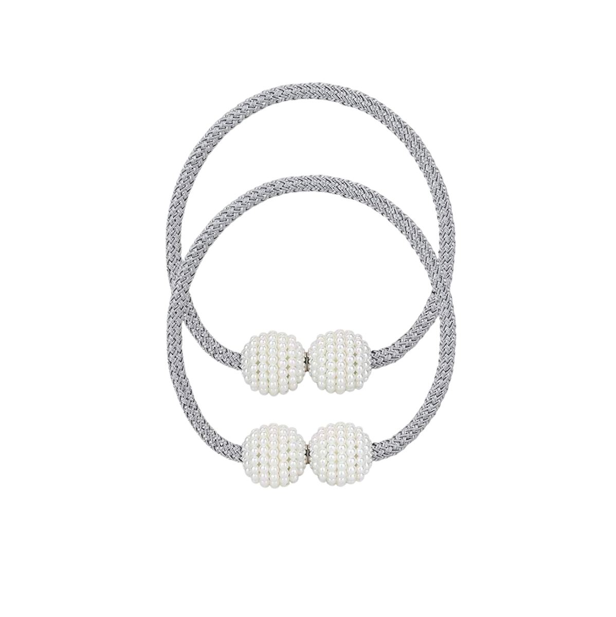 SMTE - Set of 2 Magnetic Curtain Tiebacks - Silver