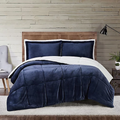 SMTE - 3 Piece Fleece Comforter Bedding Set - Blue