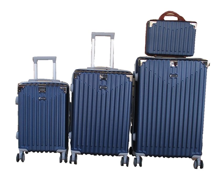 SMTE - Navy 4Piece ABS Material Luggage Set with Spinner Wheels