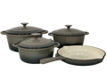 SMTE - Authentic - 7 Piece New Design Dutch Pot Cookware Sets Cast Iron - Grey