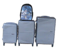 SMTE - Silver ABS 3Piece Trolley Luggage Set with Scenic Print School Bag