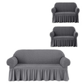 SMTE - Elastic Stretch Universal Stretch Couch Cover - 3 Pieces - Grey