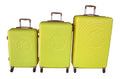 SMTE - 3Piece ABS Luggage Set with Floral , Spinner Wheels & LockYellow/Tan