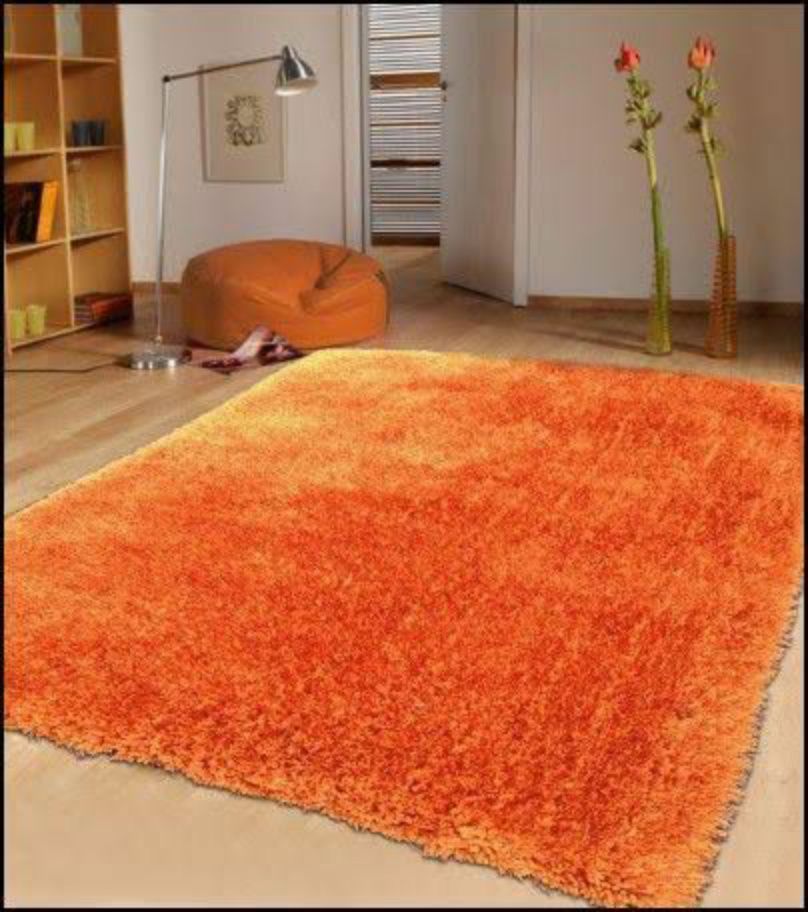 SMTE - Fluffy Carpet Orange -200 x 150 Shaggy & Foldable Rug Orange