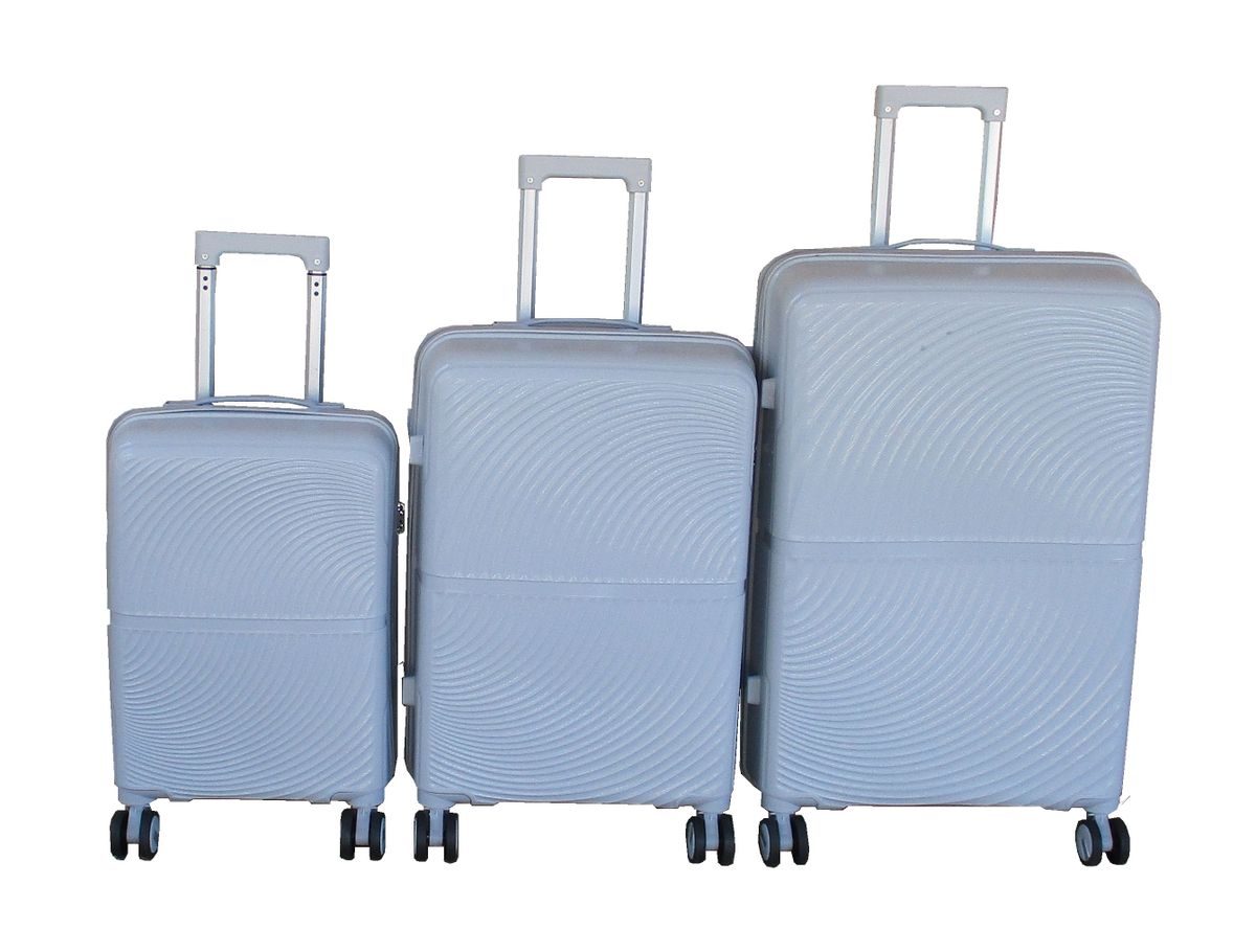 SMTE - Unbreakable Durable Grey Hardshell Luggage SetPP Spinner Wheels