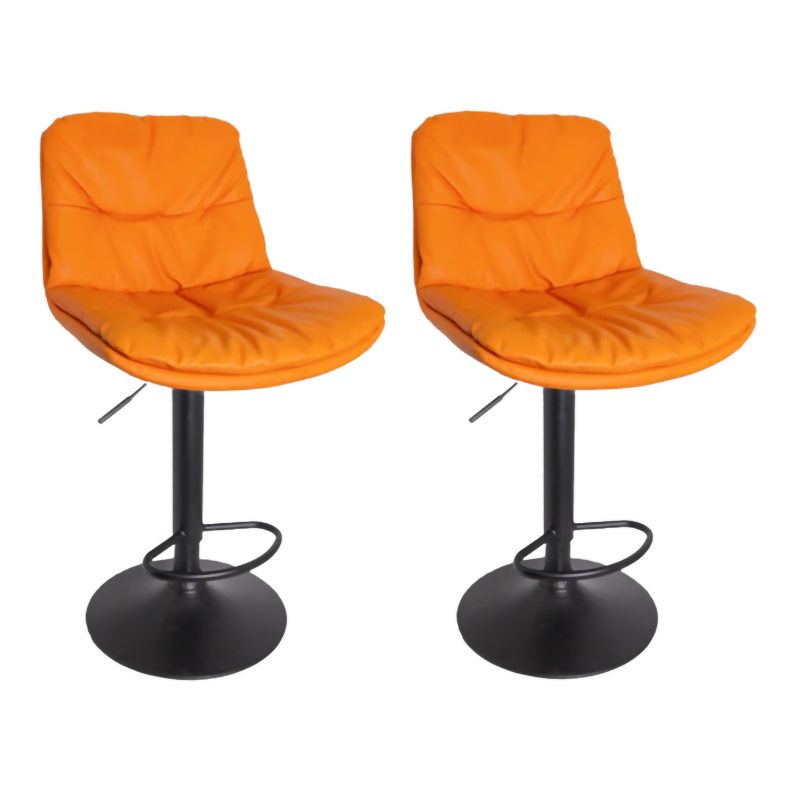 SMTE - 2 Piece Of Modern Design Soft Padded Swivel Kitchen Bar Stools With Gas Lift - Orange