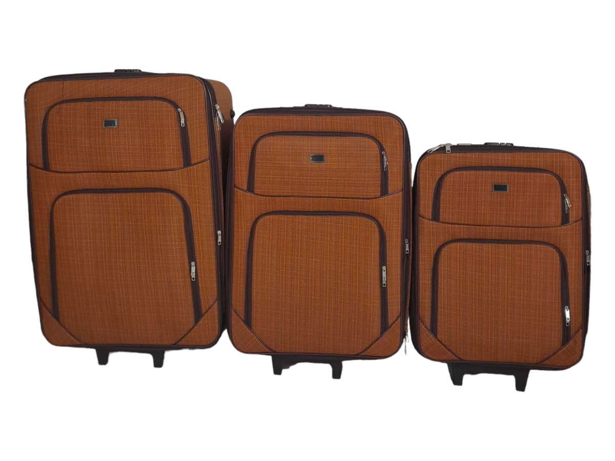 SMTE - 3 Piece Travel luggage Spinner- Fabric-Orange - 78 cm