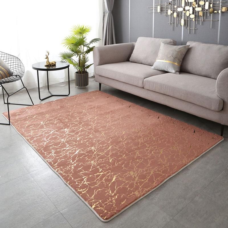 SMTE - Metallic Faux Fur Rug - Dusty Pink - 200 cm
