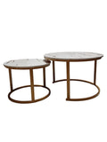 SMTE - Bianco Duo Nesting Coffee TablesWhite Marble with Gold Frame