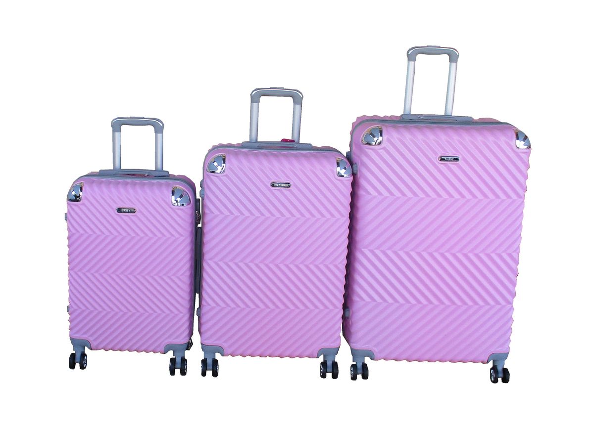 SMTE - Light Pink ABS Hardshell 3Piece Spinner Luggage Set with Combination Lock