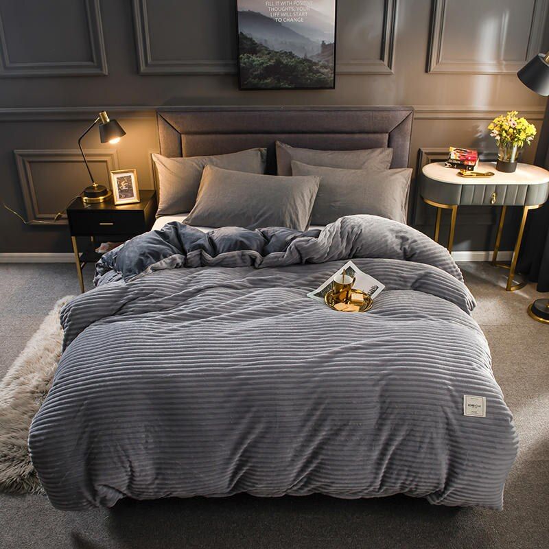 SMTE - Flannel Corduroy Comforter - 220x235cm - Grey