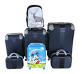 SMTE - Navy 5pieces ABS Luggage Set with Spinner Wheels, Mickey Case & Deer Schoolbag