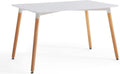 SMTE - Rectangular Table for 4 People Dining with Wooden Leg - White