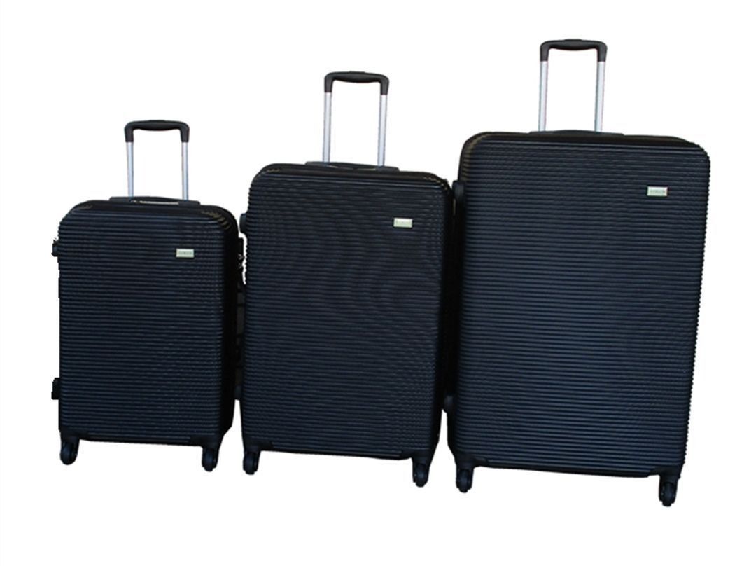 SMTE - Black ABS Hardshell Luggage Set3Piece, Spinner Wheels, Secure Lock.