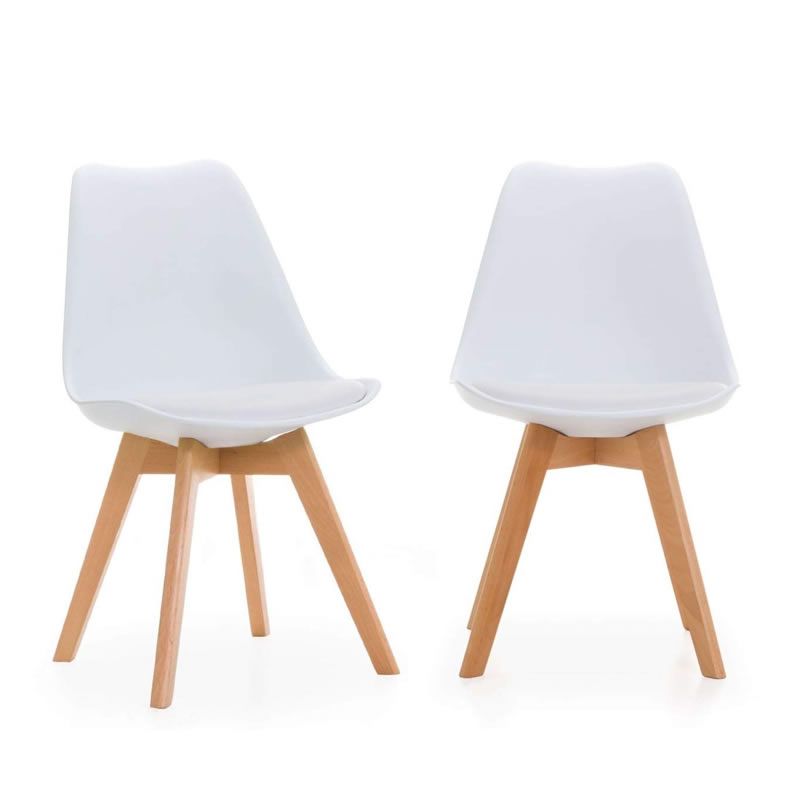 SMTE - Set of 2 Modern Wooden Leg Dining Padded Chairs