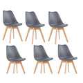 SMTE - Pack of 6 Cushioned Seat Dining Chairs - Grey
