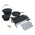 SMTE - PreSeasoned 7 Piece Cast Iron Dutch Heavy Duty Camping Set Plus  Keychain