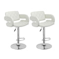 SMTE - 2 Piece Luxury Leather Metal Swivel Bar Stool - White