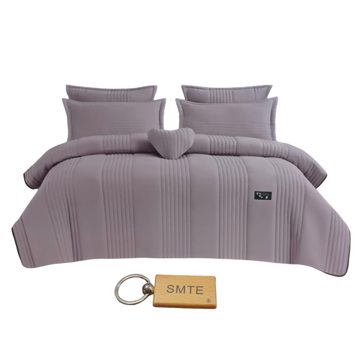 SMTE - Ultimate Comfort6Piece Fiber Quilt Bedding Set and  KeyringPurple