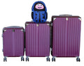 SMTE - Purple 3PCS ABS Luggage Set with Spinner Wheels+Blue Ladybug Kids Backpack
