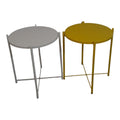 SMTE -  Round Occasional Coffee Table Set of 2White And Yellow