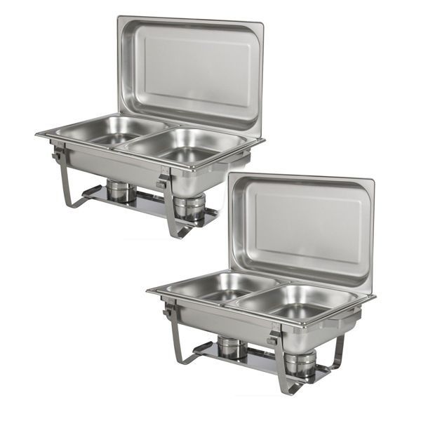 SMTE - Yax Set Of 2 Stainless Steel Double Chafing Dish-S-(11l)-M-(16L) - M