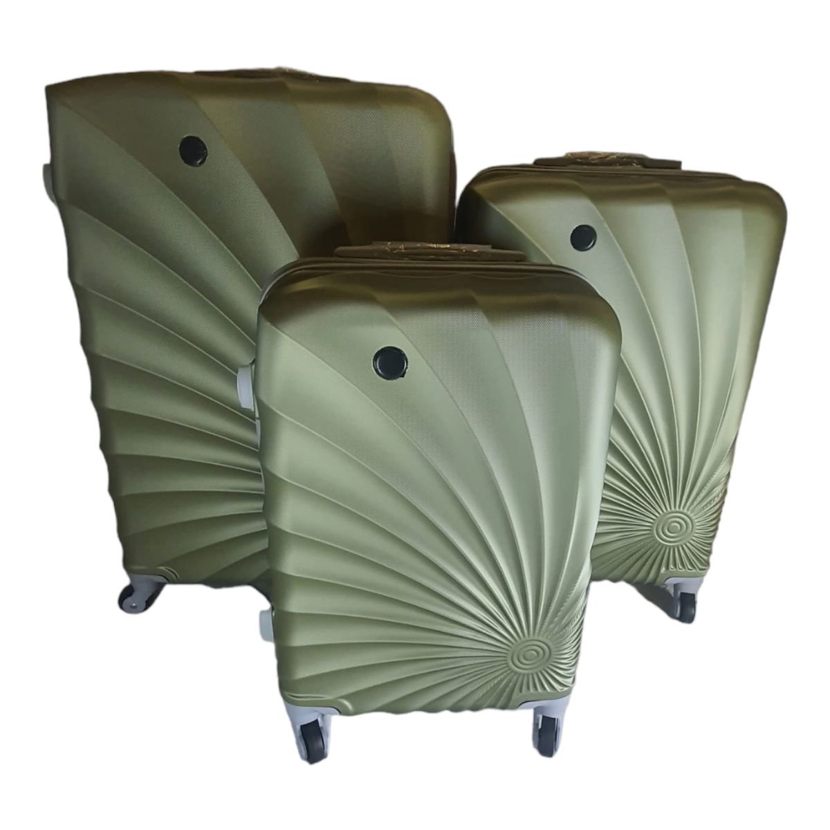 SMTE - 3 Piece Quality Spiral Travel Luggage Bag Set - Forest Green