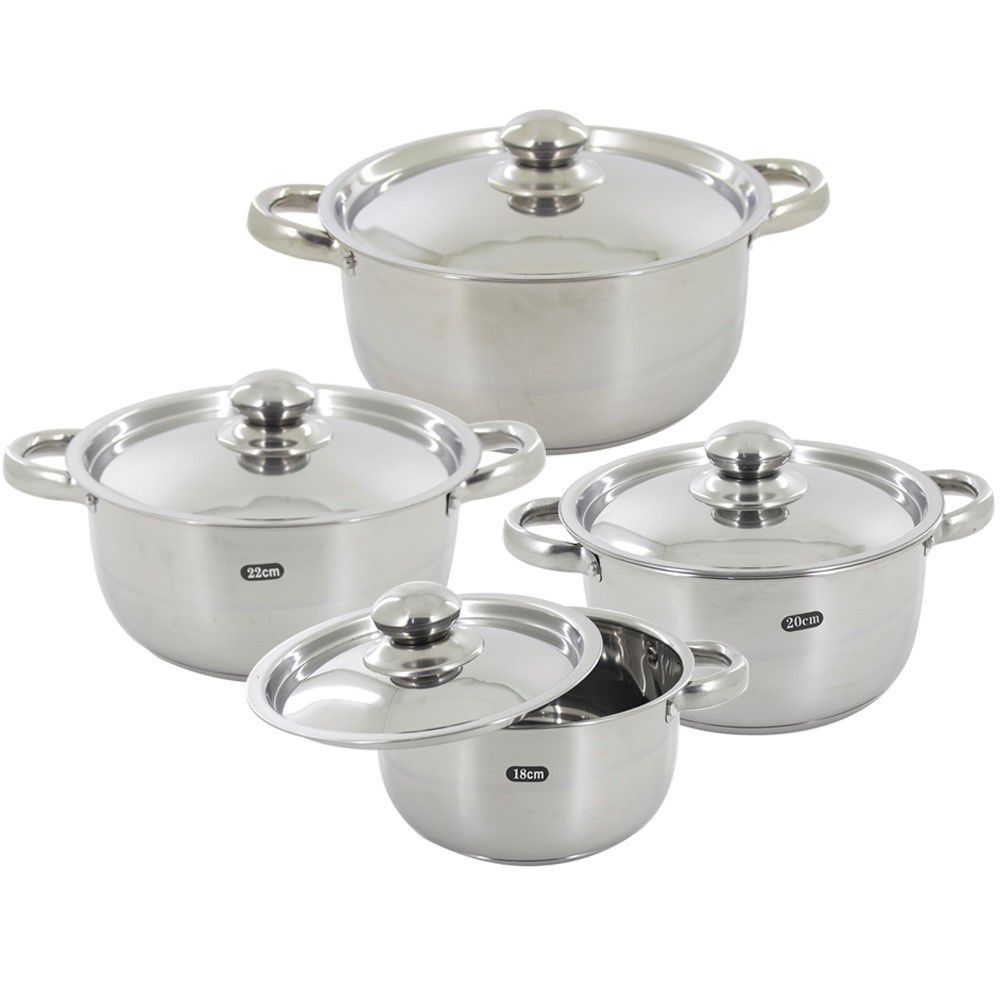 SMTE - 8 Piece Stainless Steel Cookware Set