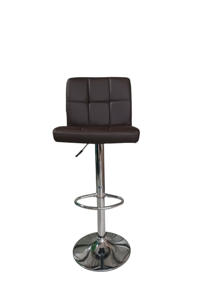SMTE - 628 Adjustable Bar StoolBrown PU Leather with Chrome Base