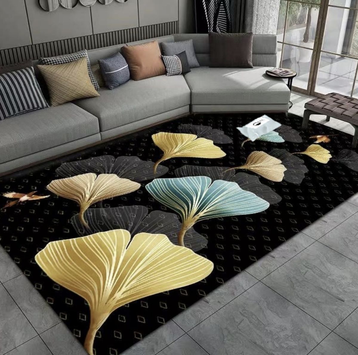 SMTE - Quality Modern 3D Geometric Design Area 22 Rug &  Tieback