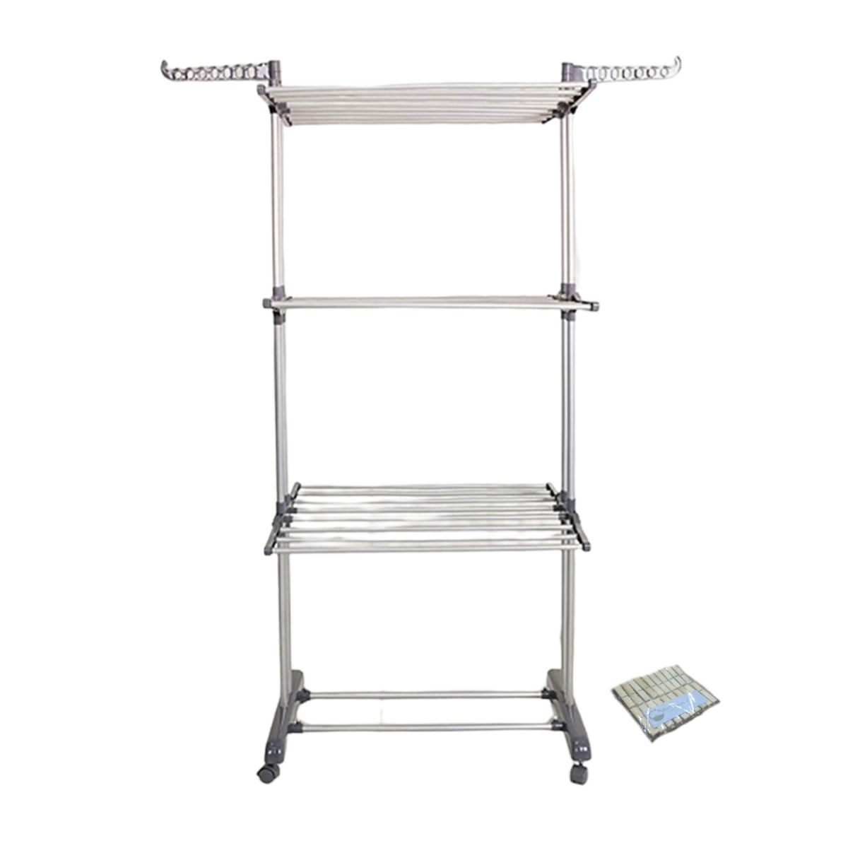 SMTE - 3 Layer Standing Drying Rack/Washing line Steel - Grey &  Pegs Packs