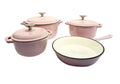 SMTE - Acesa - Quality 7 Piece Authentic Cast Iron Dutch Oven Cookware Pot Set - Pink