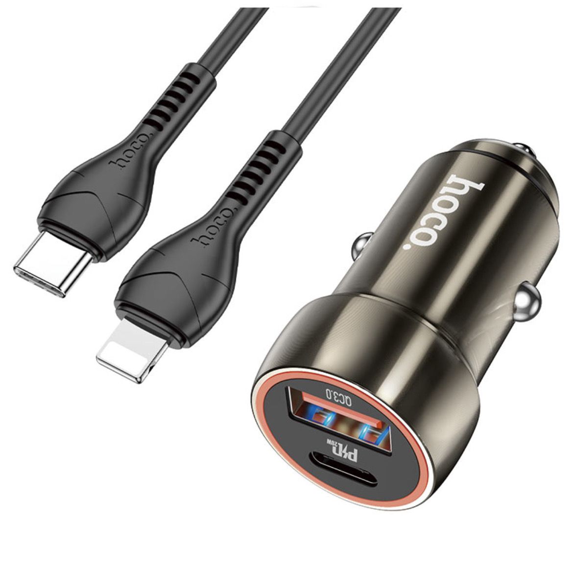 SMTE - Hoco Z46A PD 20W + QC3.0 Metal Car Charger Set