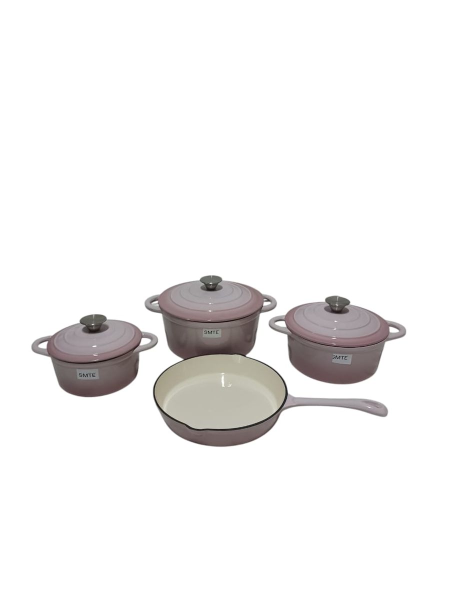 SMTE -  7Piece Cast Iron Pot SetPink