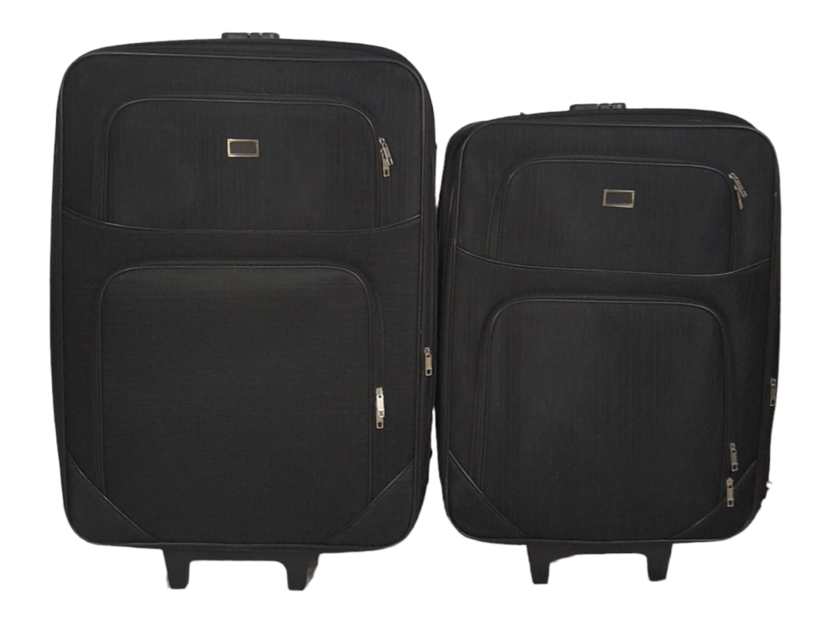 SMTE -  2- Piece Trolley Travel luggage Spinner- Fabric - Black - 58 cm