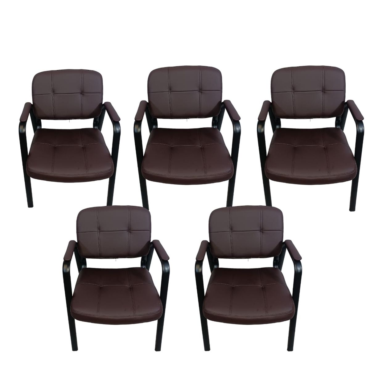 SMTE - Leather Office Chair set of 5Brown