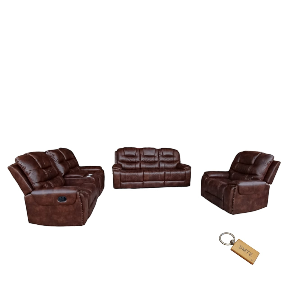 SMTE - Luxurious Brown Sofa 3 piece collectionBrown