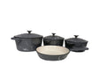 SMTE - New Design 7 Piece Cast Iron Enamel Pots - Marble Grey & White