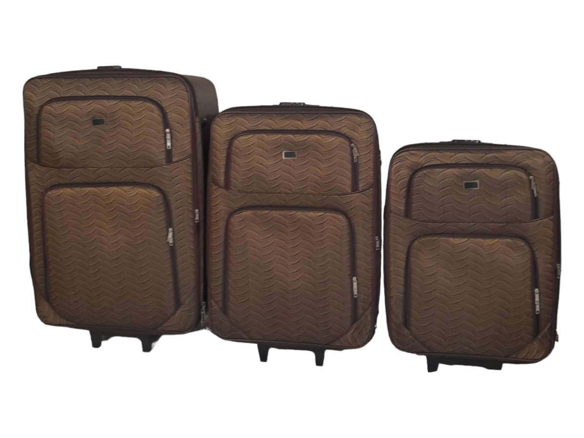 SMTE - 3 Piece Travel luggage Spinner- Fabric-Brown - 68 cm