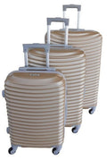 SMTE - Asa 3 Piece Quality Hard Outer Shell Ringletted Lightweight Luggage Set - Gold