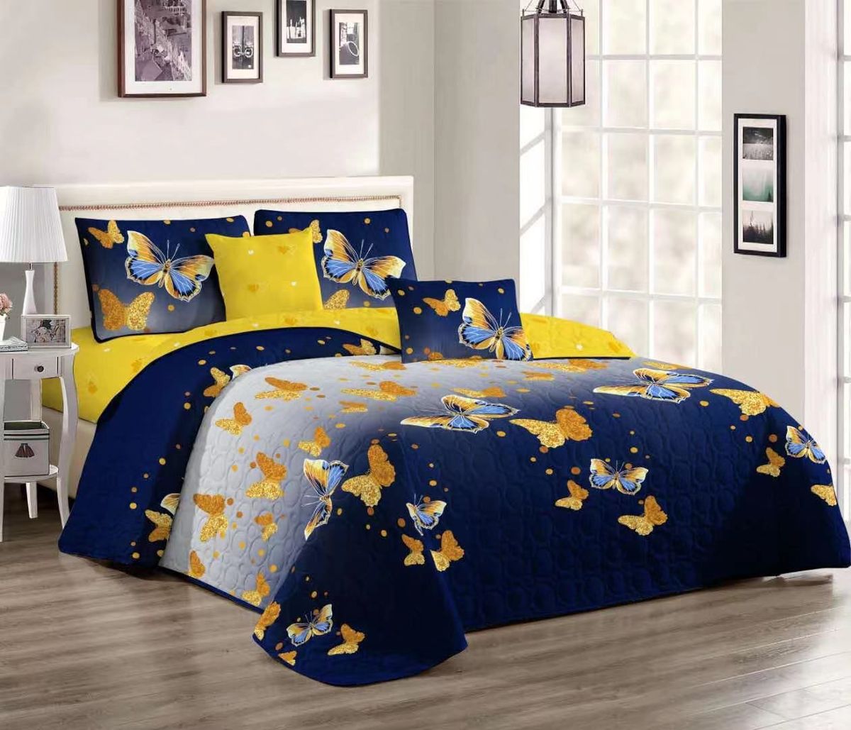 SMTE - Butterfly 5-Piece Quilted Bedspread / Quilt 024
