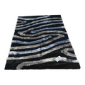 SMTE - Quality Heavy Duty Fluffy/Shaggy Rug & Tieback (Persia-03) - Black