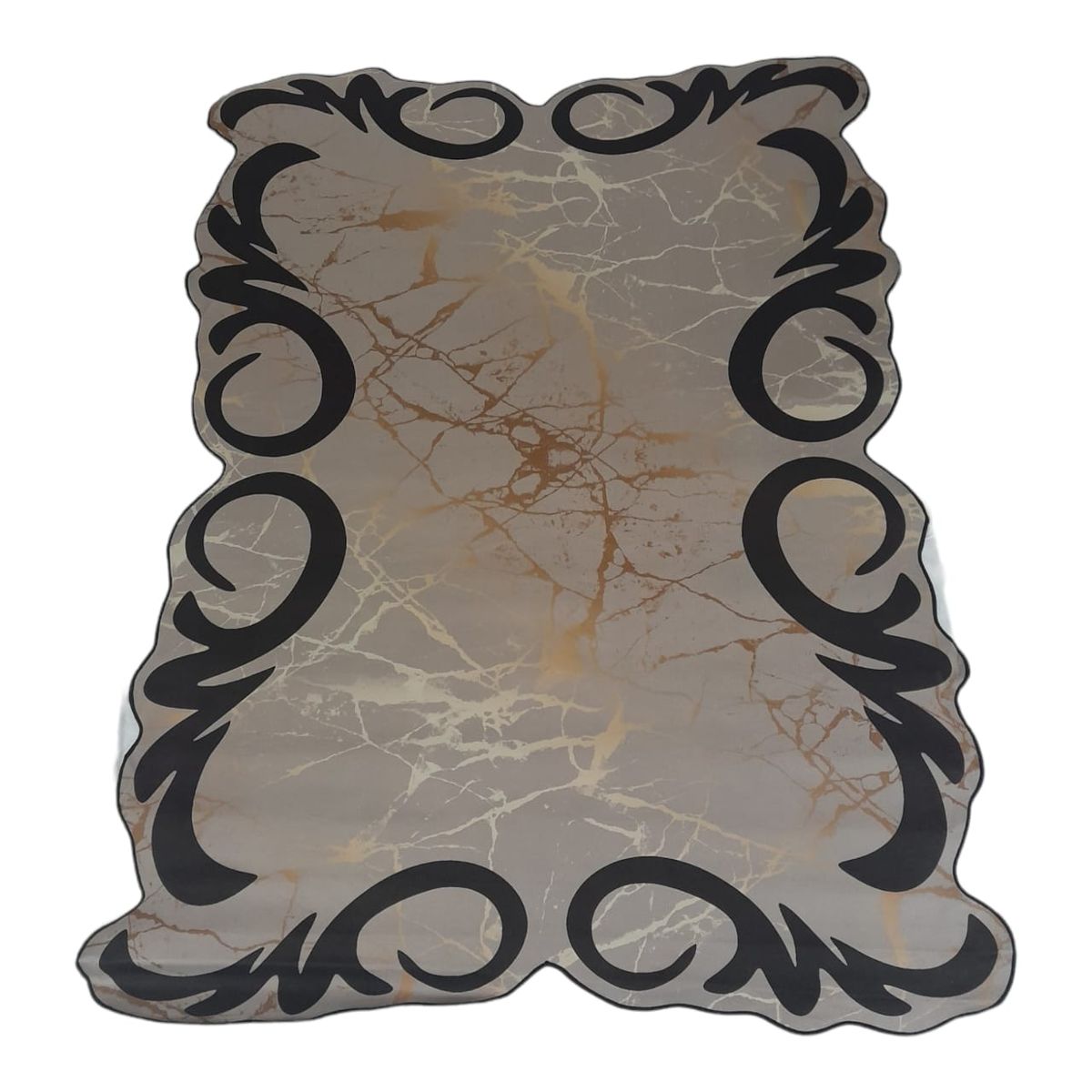 SMTE -  Quality Large 3D Printed European Style Rug - Brown & Gold - F1 - B04