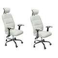SMTE - A Set of Two Luxury Swivel Office Chair Head and Arm rests - White