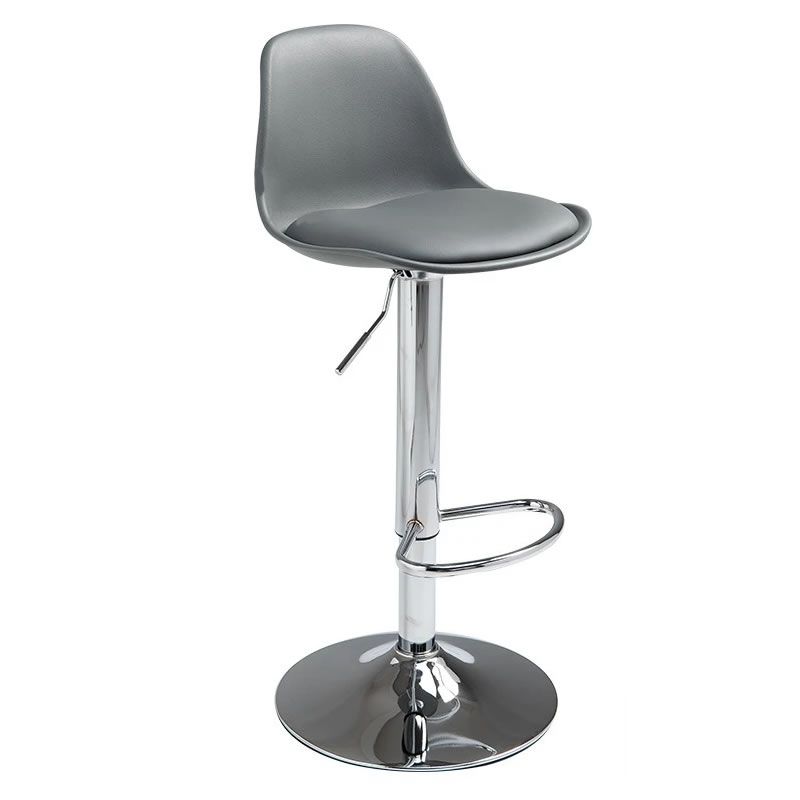 SMTE - Modern Height-Adjustable Bar Stools with Metal Frame - Grey