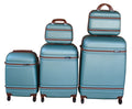SMTE - Light Blue & Brown 5Piece ABS HardShell Trolley Luggage SetSpinner Wheels