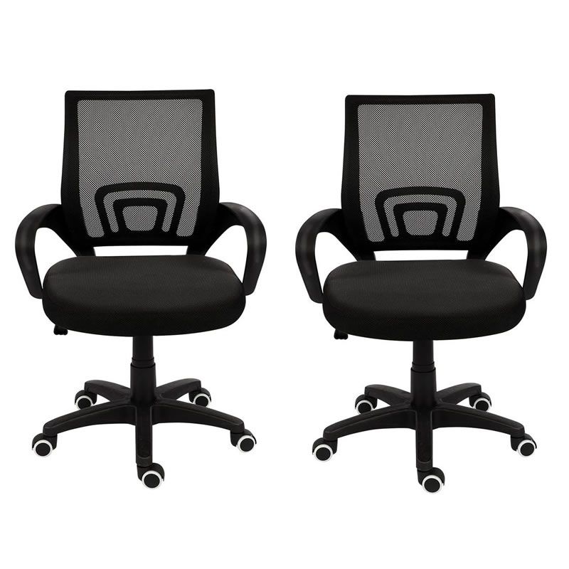 SMTE - Set of 2 Ergonomic Mid-Back Mesh Office Chairs