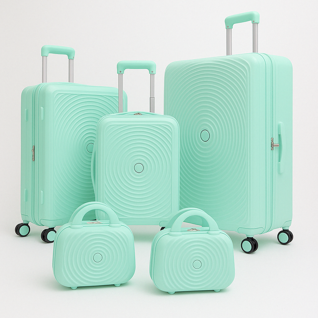 SMTE - Light Green PC Hardshell 5Piece Luggage SetSpinner, TSA Lock, Stylish