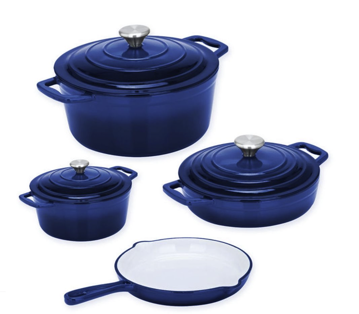 SMTE - Daska Home - New Design Dutch Pot Cookware Sets Cast Iron - 7 Piece - Dark Blue