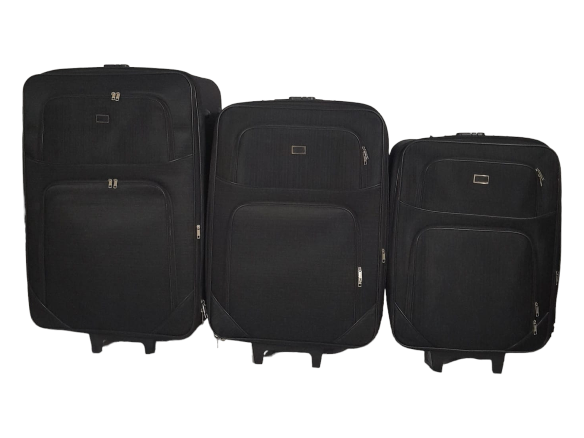SMTE - 3 Piece Travel luggage Spinner- Fabric-Black - 68 cm